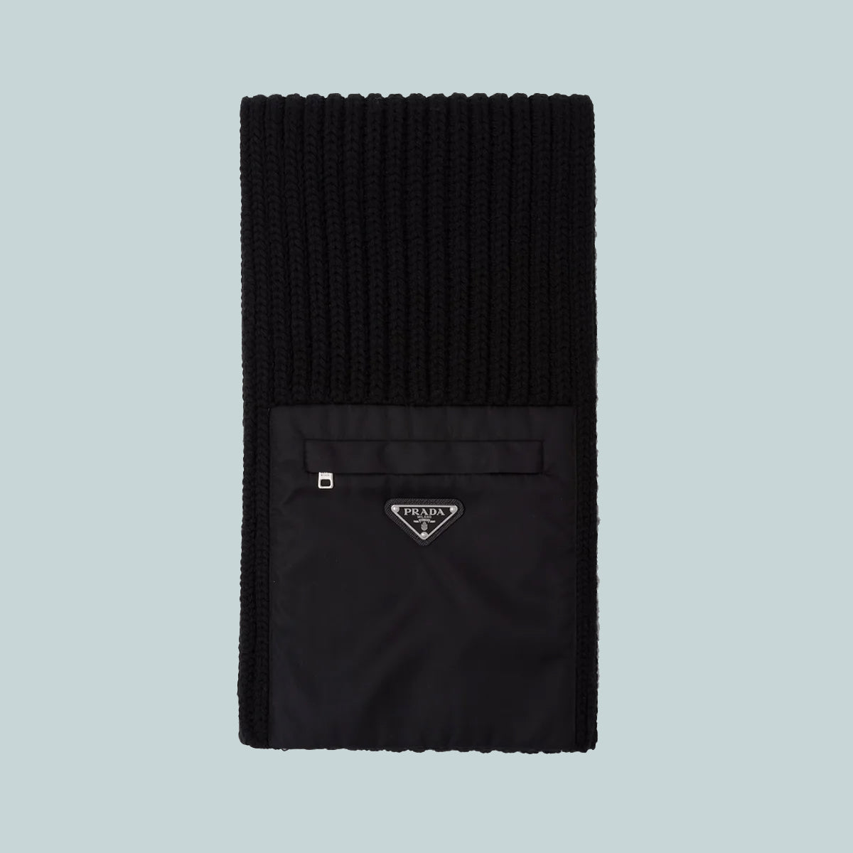 Re-Nylon Gabardine &amp; Wool Scarf Black