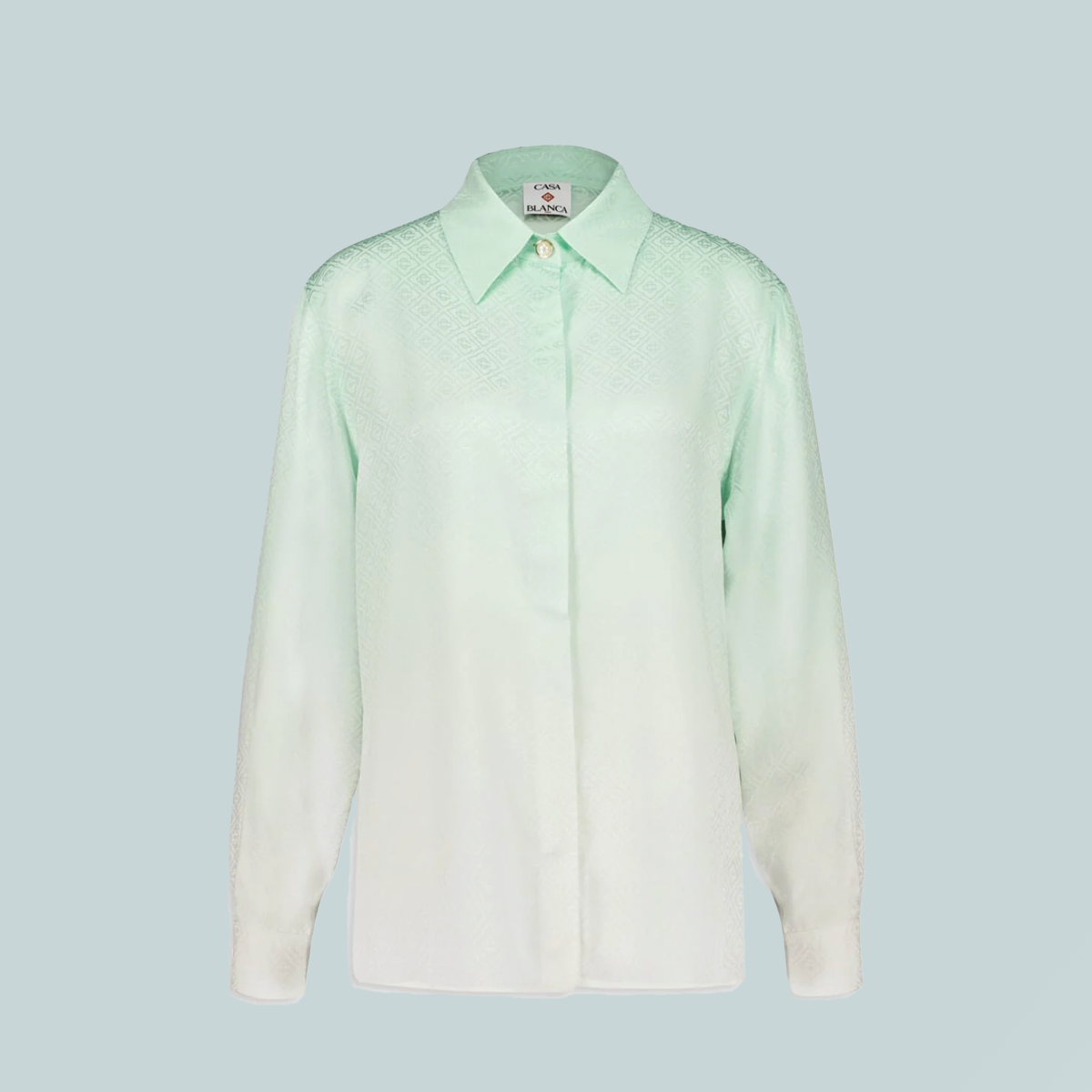 Women's Gradient Monogram Silk Shirt Mint