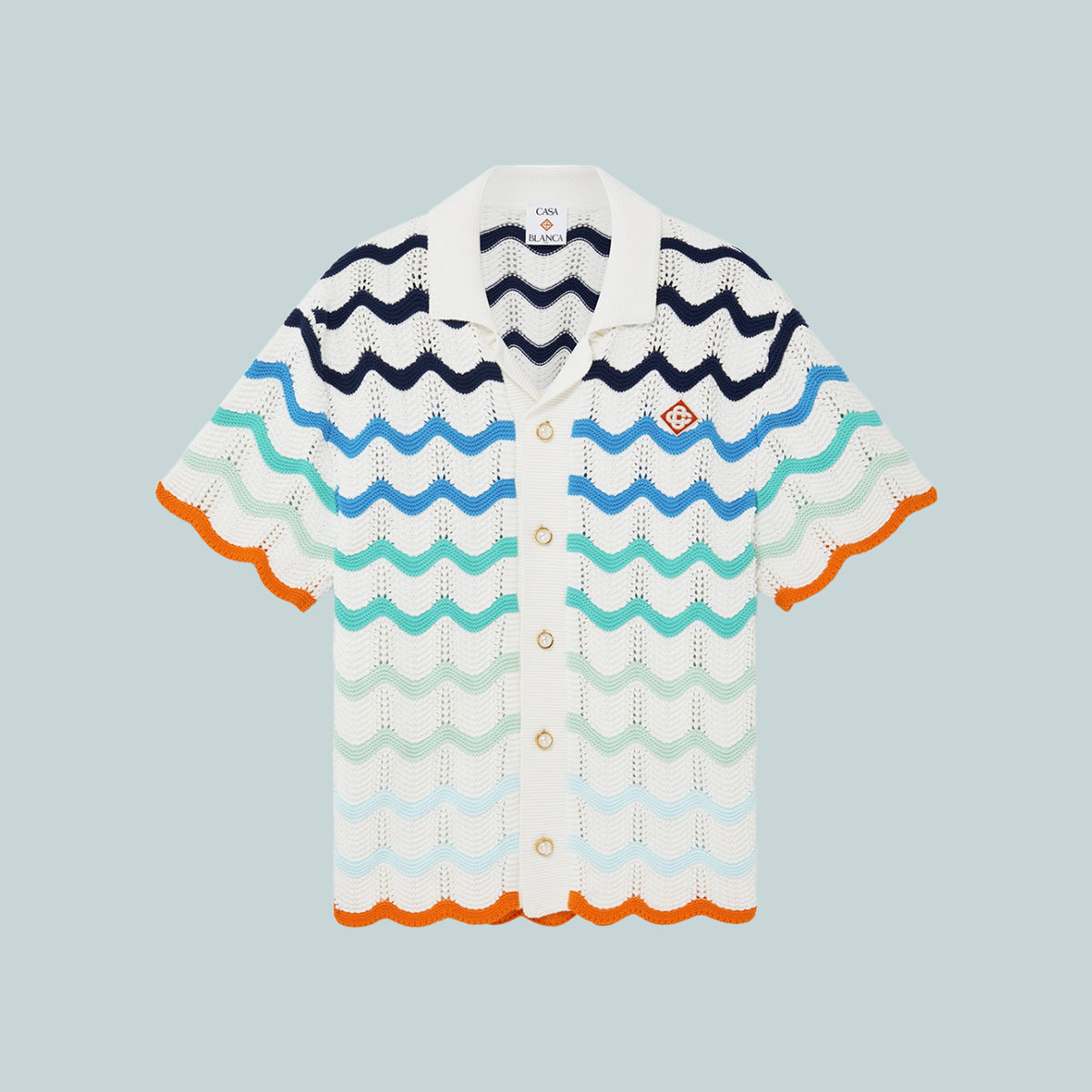 Gradient Wave Crochet Shirt