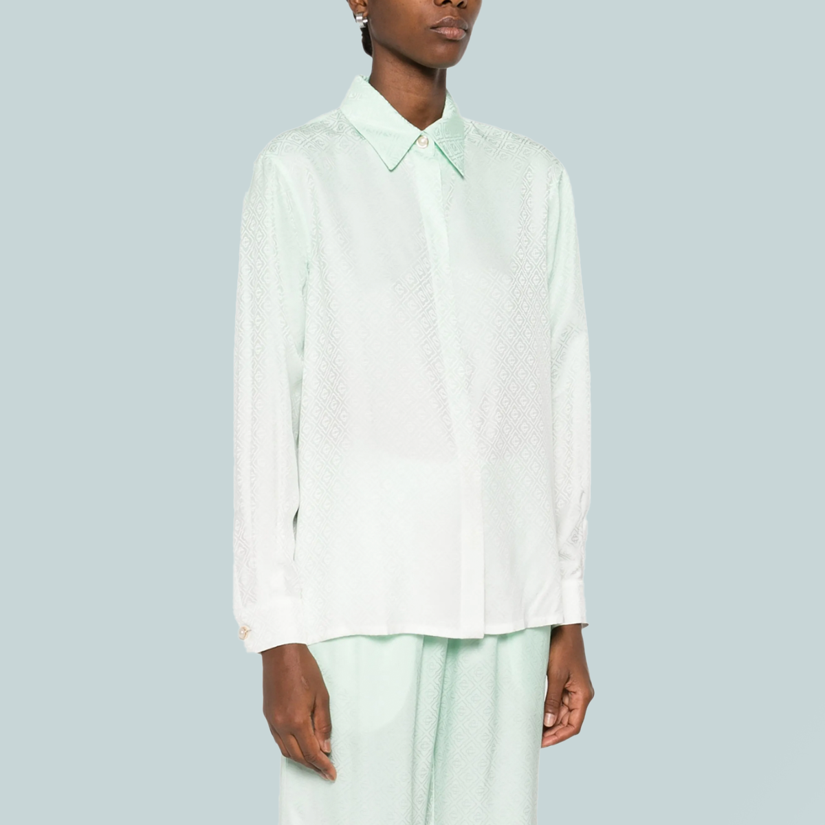 Women's Gradient Monogram Silk Shirt Mint