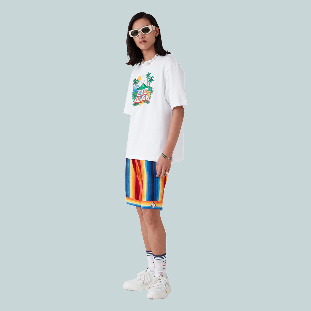 Casa Beach Wave Printed Oversized T-Shirt White