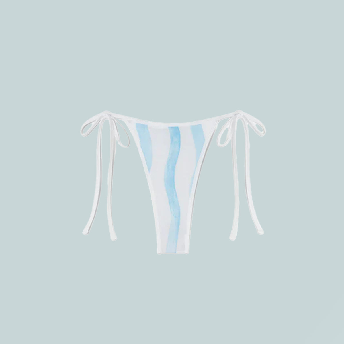 Printed Bikini Bottoms Blue Wave Stripe