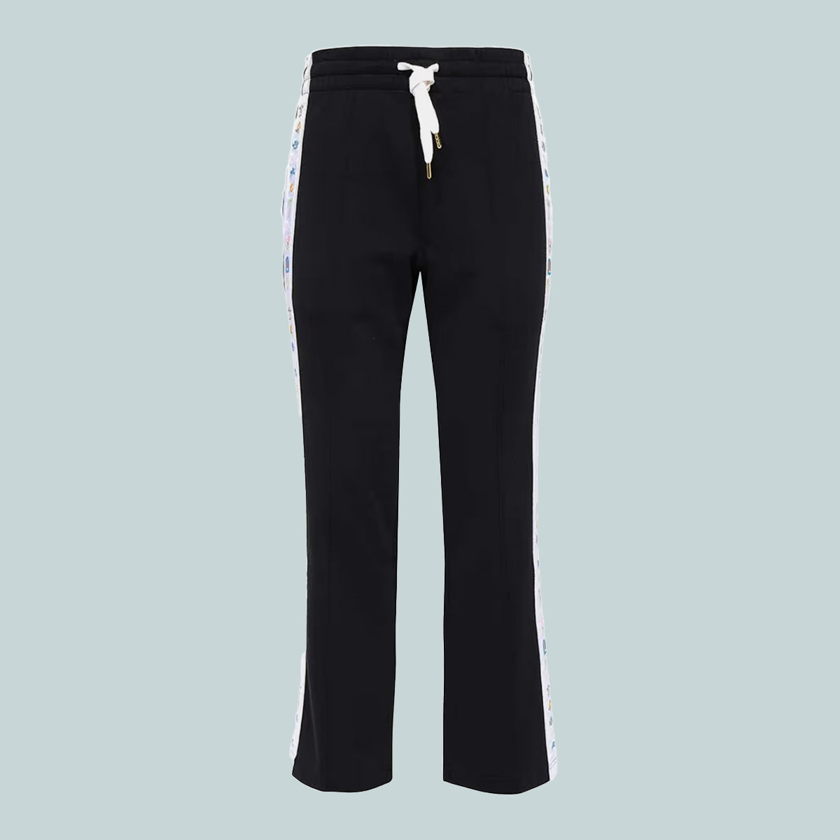 Embroidered Satin Tape Sweatpant Black