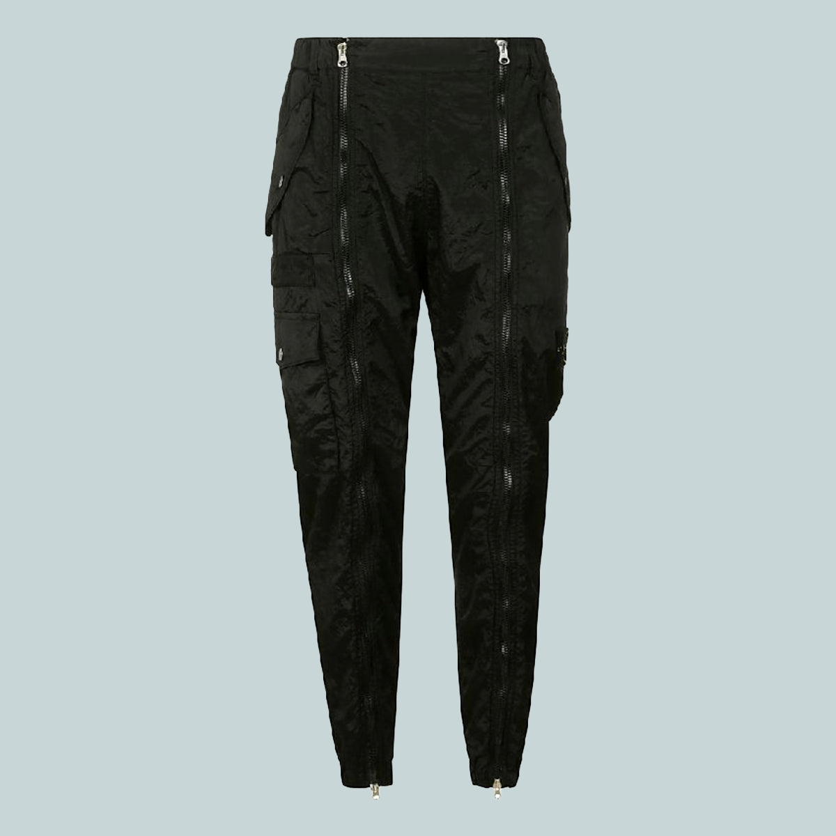 Nylon Zip-Trousers Black