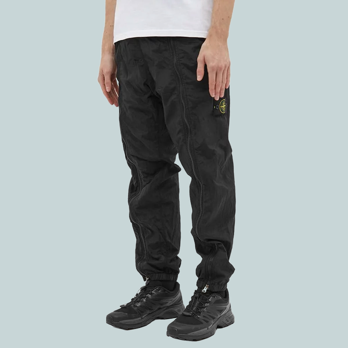 Nylon Zip-Trousers Black