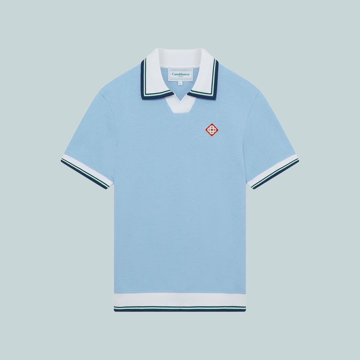 Diamond Logo Pique Polo Pale Blue