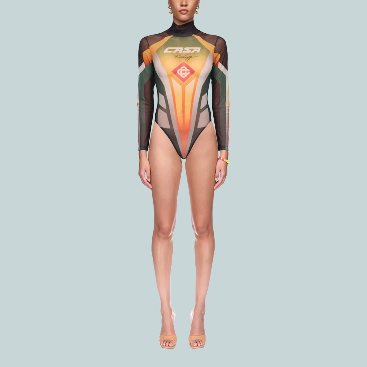 Women&#39;s Printed Mesh Bodysuit Casa Racing