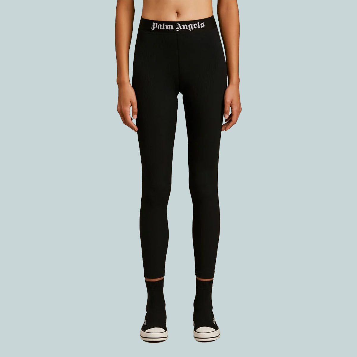 Logo waistband leggings black