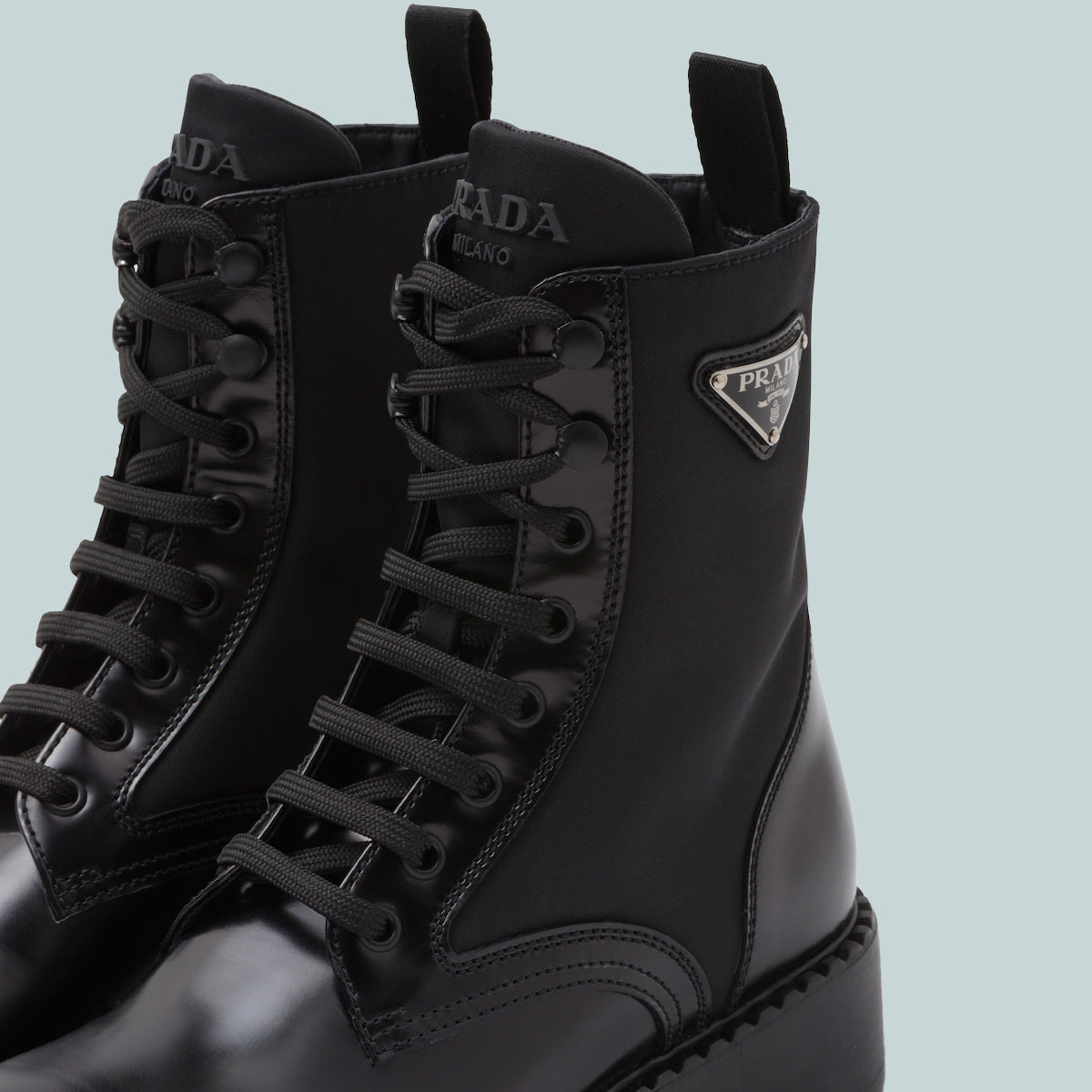 Brushed-leather and Re-Nylon boots