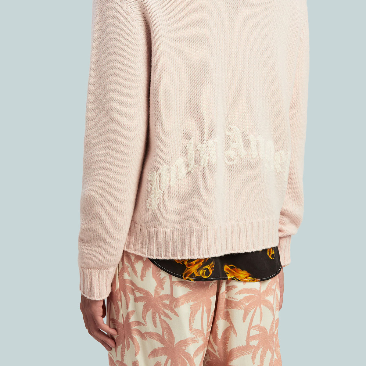 Curved Logo Sweater Pink White
