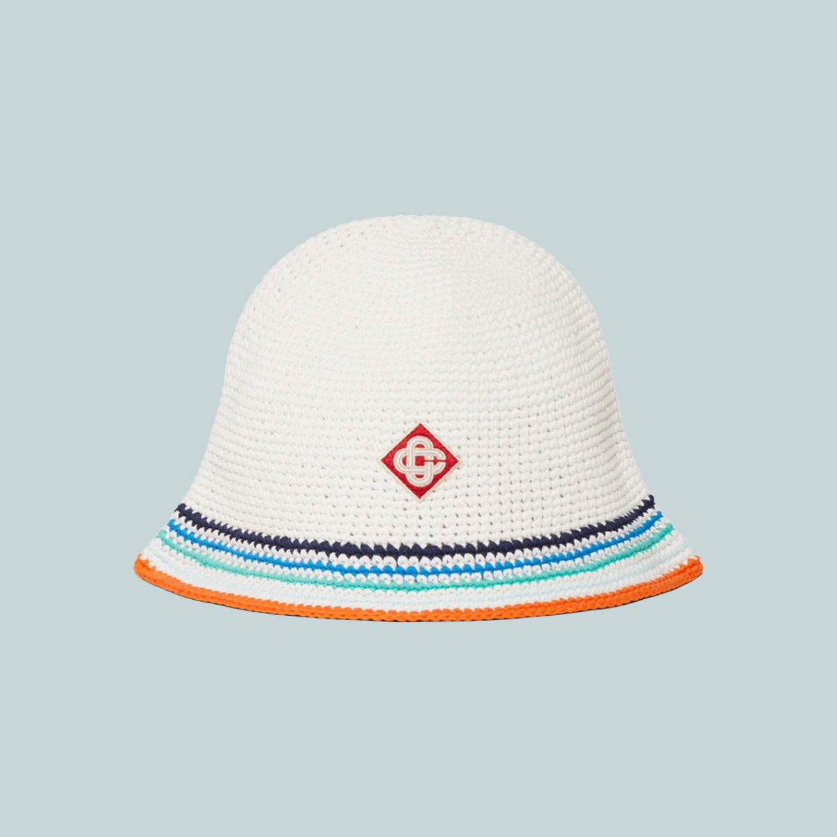 Striped Crochet Hat White