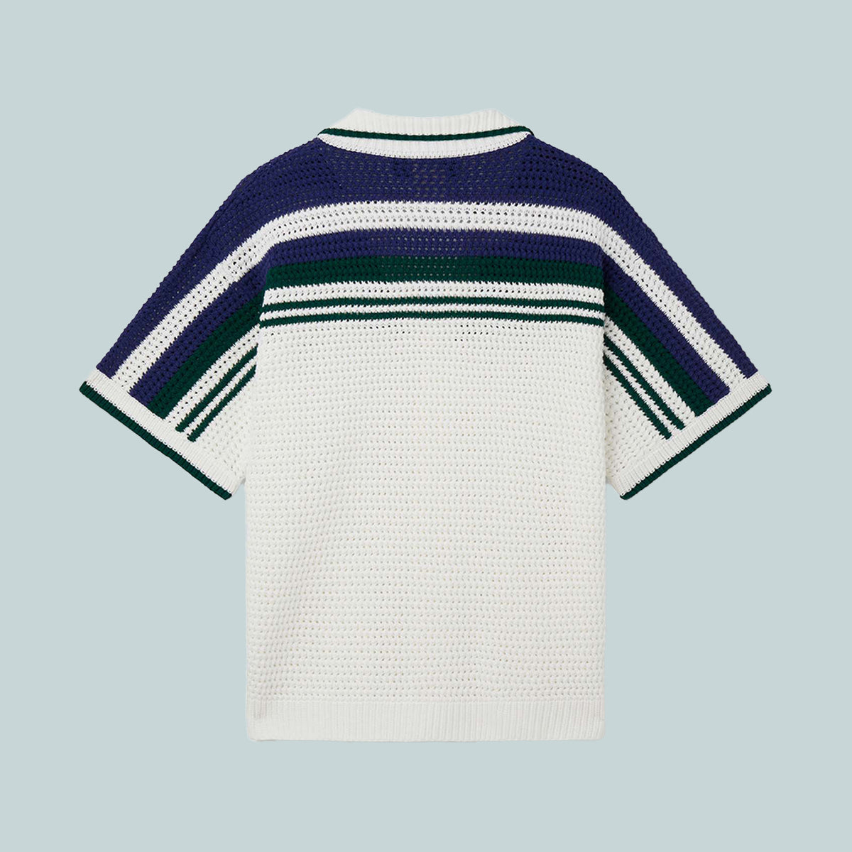 Crochet Effect Tennis Shirt White/Green