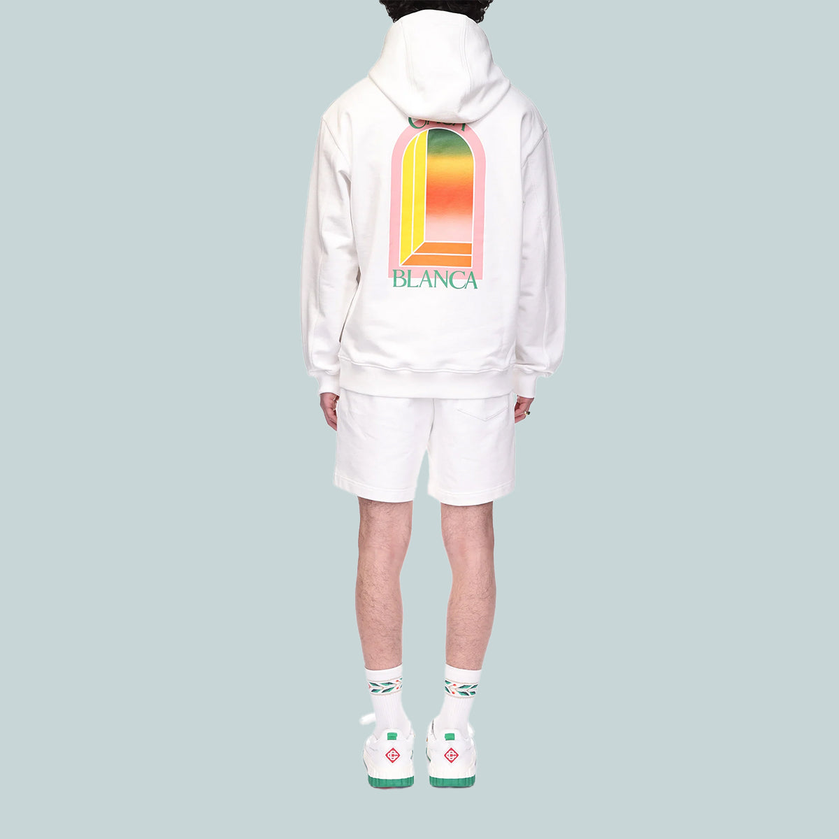 Gradient Arch Logo Hoodie White