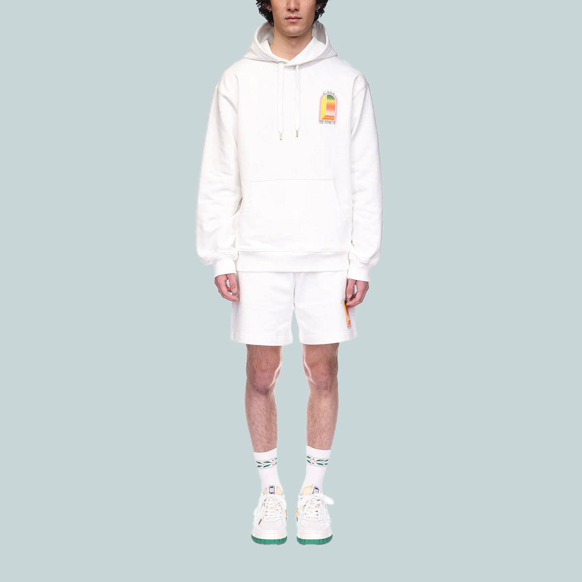 Gradient Arch Logo Hoodie White