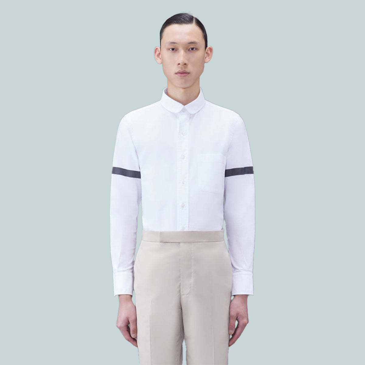 Classic Oxford Solid Armband Shirt White