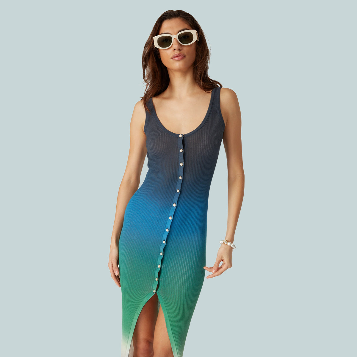 Women&#39;s Gradient Long Rib Dress