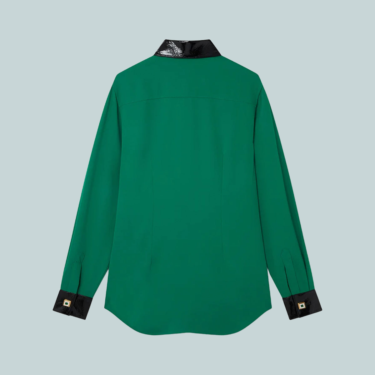 Shirt with PU Collar &amp; Cuffs Green