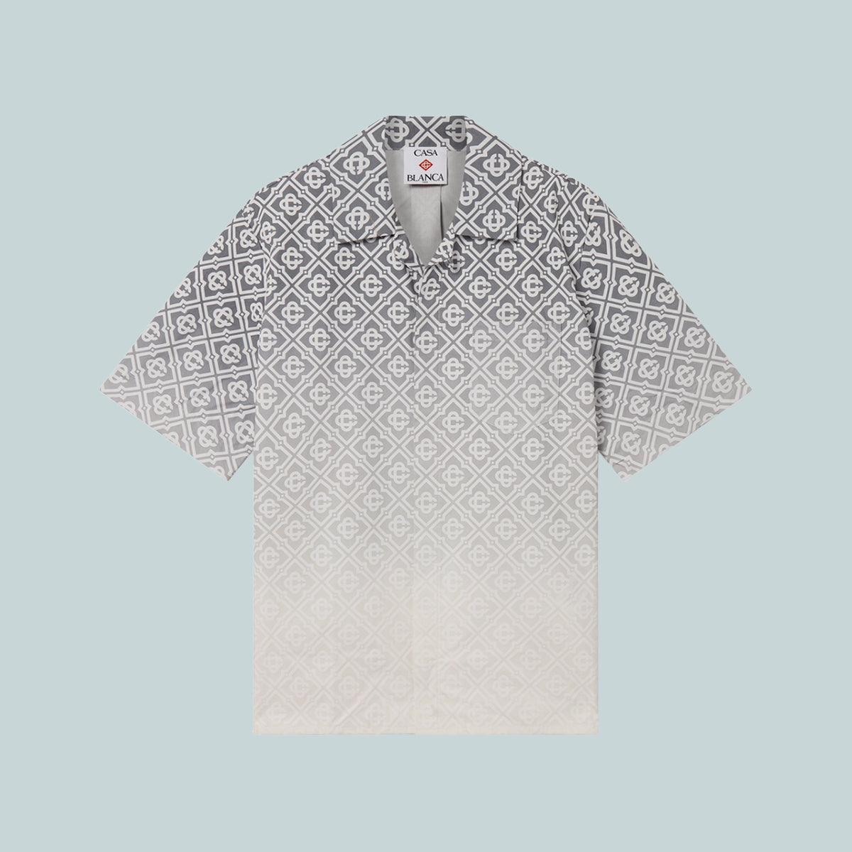 Short Sleeve Cuban Collar Shirt Grey Gradient