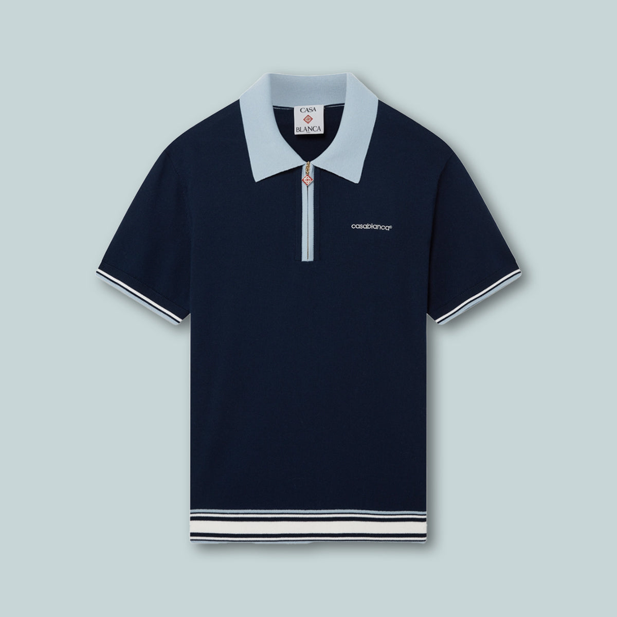 Merino Knit Tennis Polo Navy