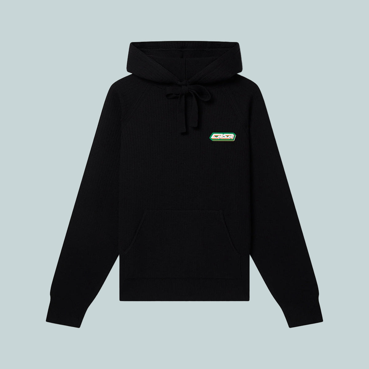 Rib Effect Hoodie Black