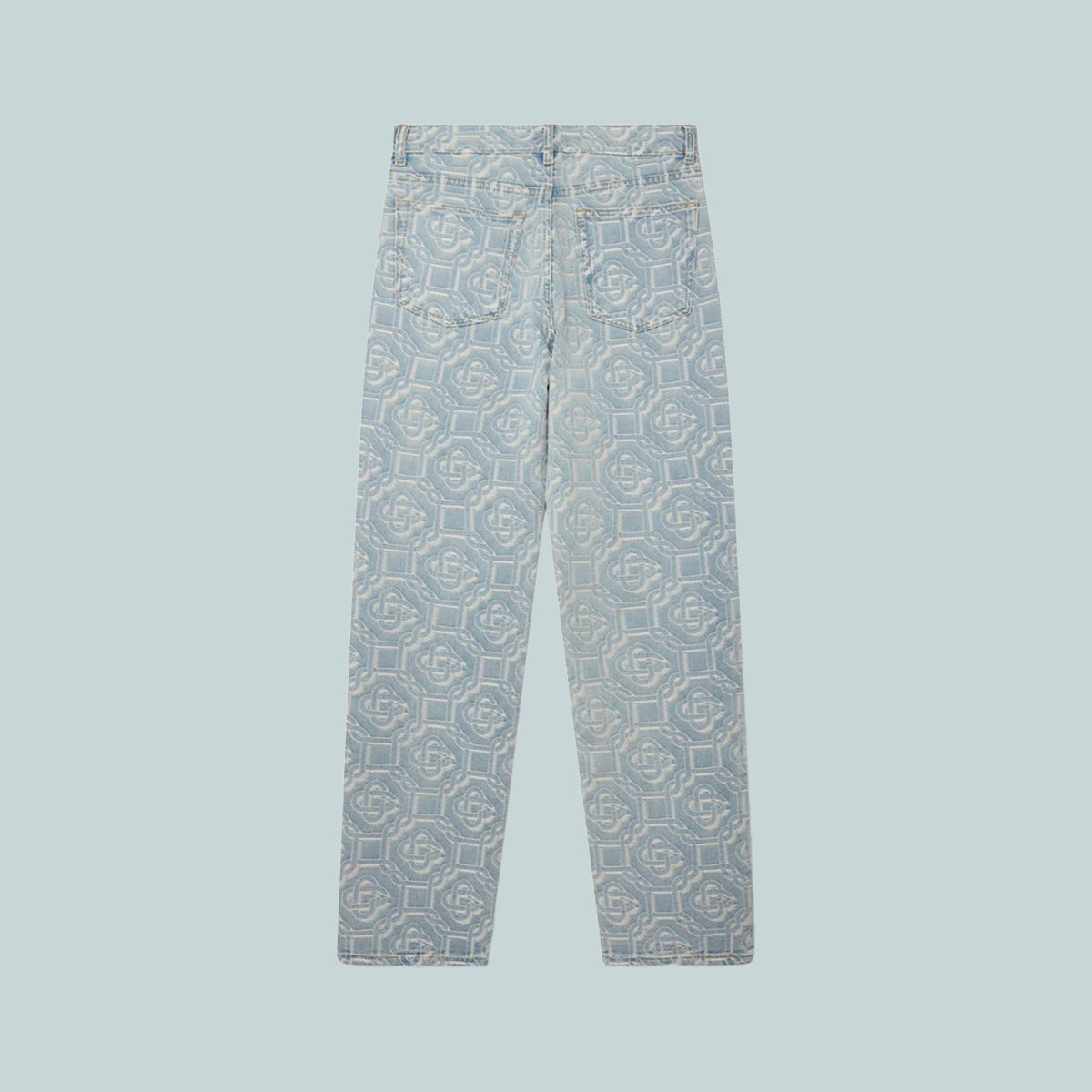 Women&#39;s Bleached Monogram Jacquard Straight Leg Jeans