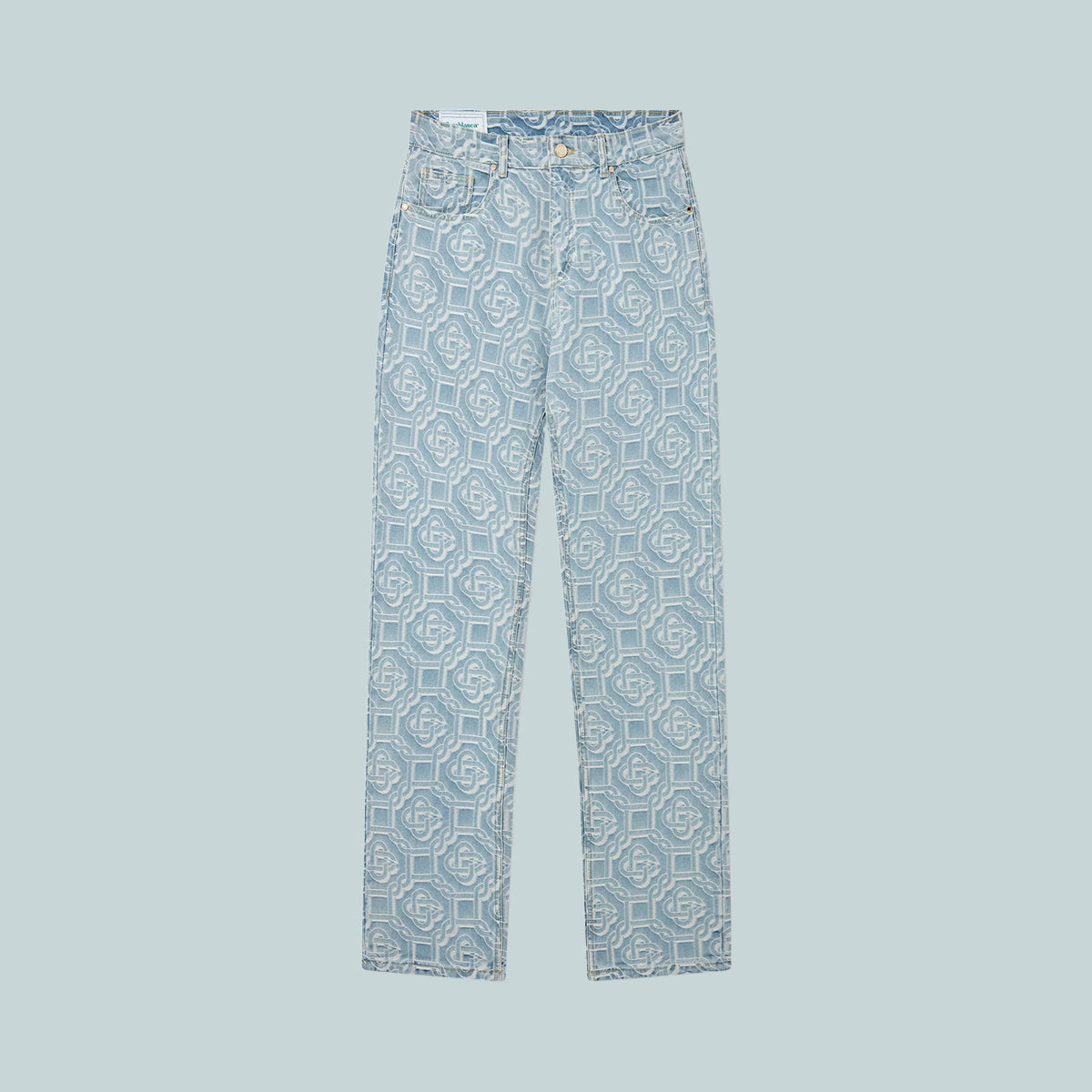 Men&#39;s Jacquard Denim Bleached Monogram Jeans