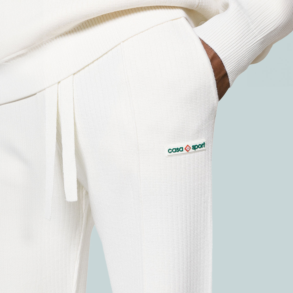 Faux Rib Joggers White