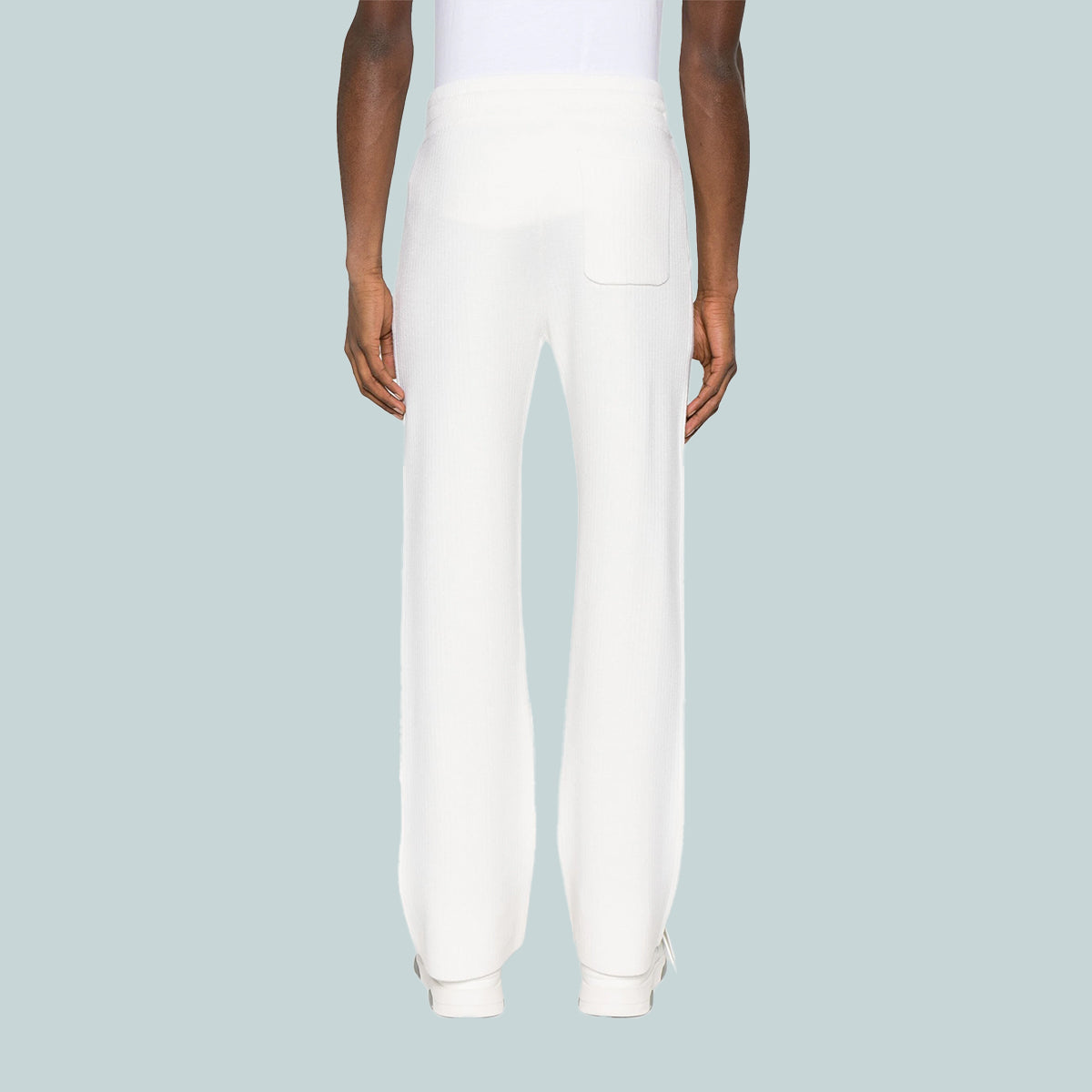 Faux Rib Joggers White