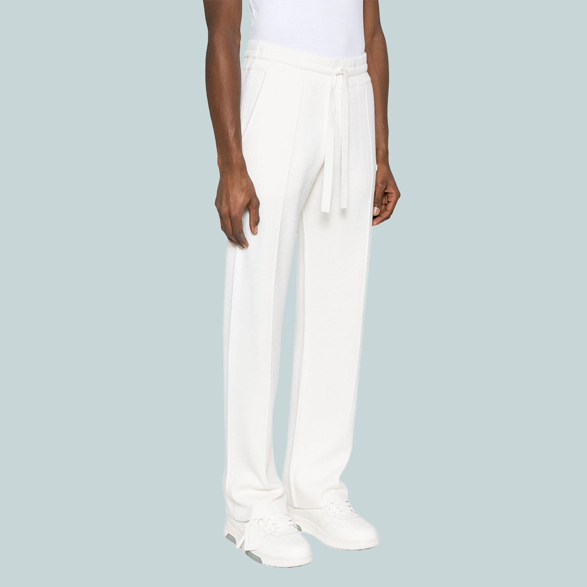 Faux Rib Joggers White