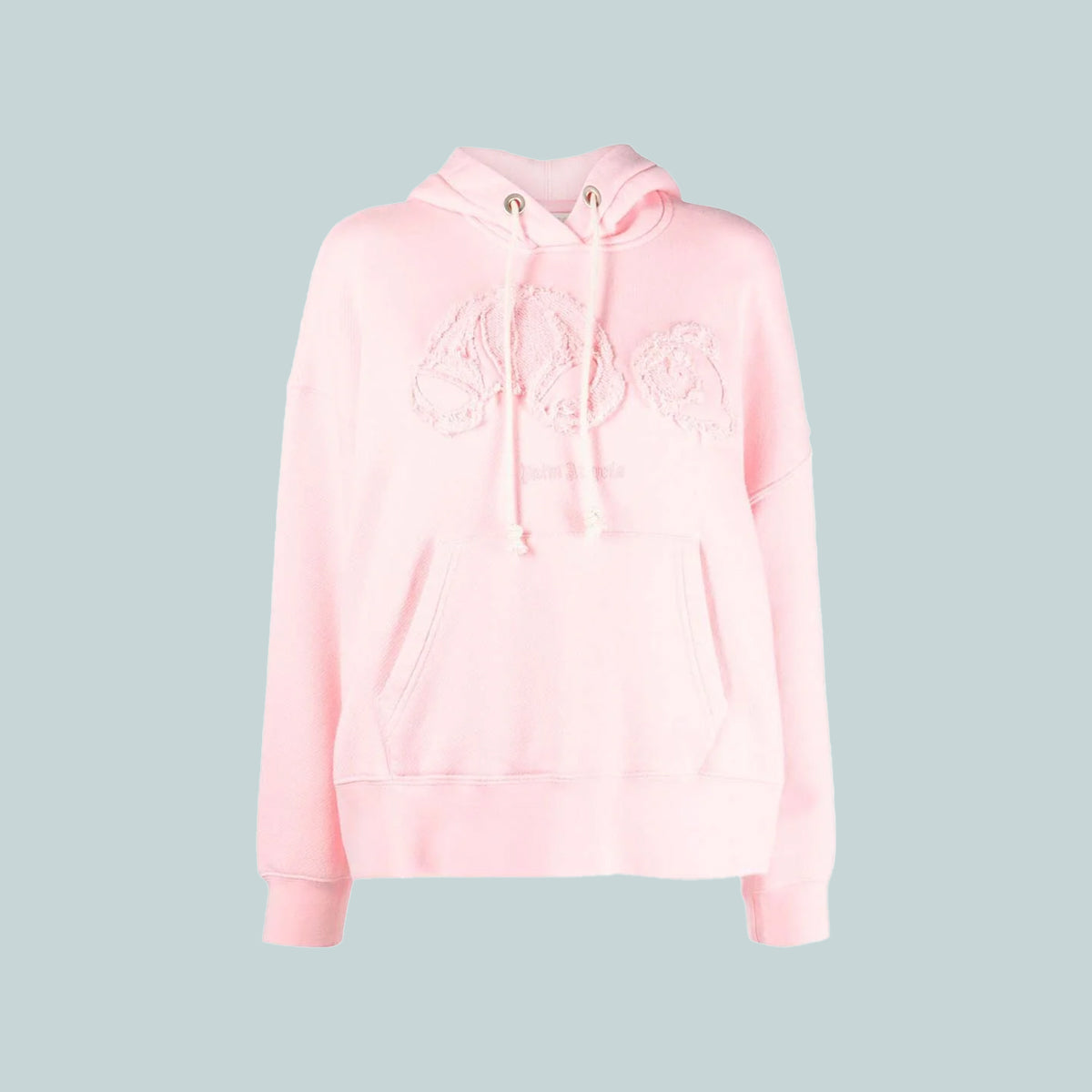 Embroidered bear hoodie pink