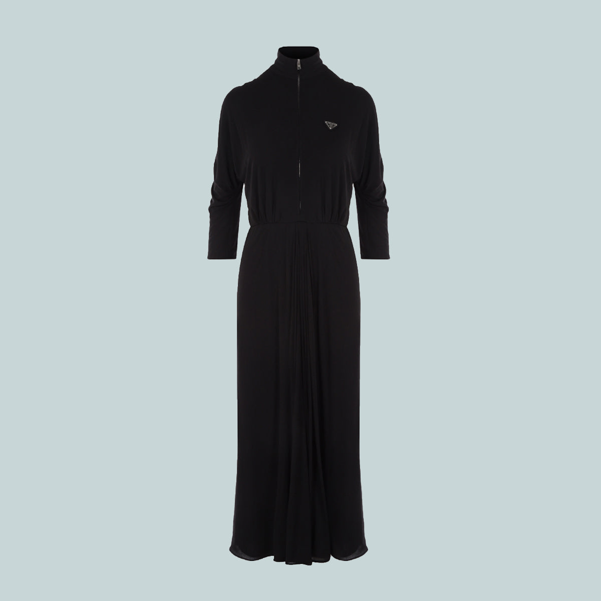 Long dress with zip front logo black