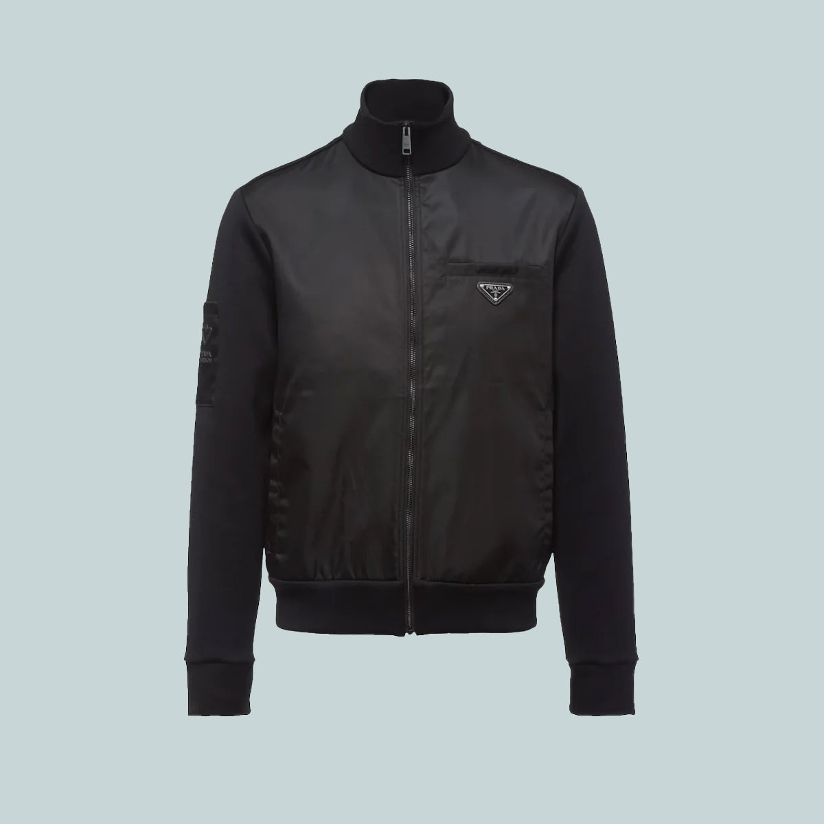 Fleece Jacket With Nylon Details Black