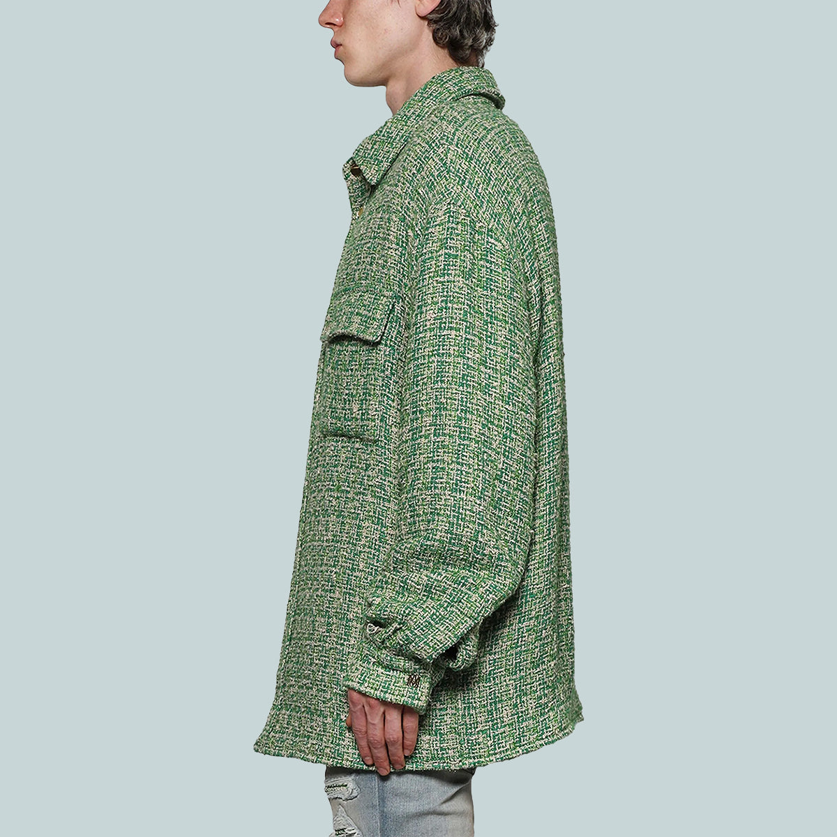 Boucle Padded Overshirt Green