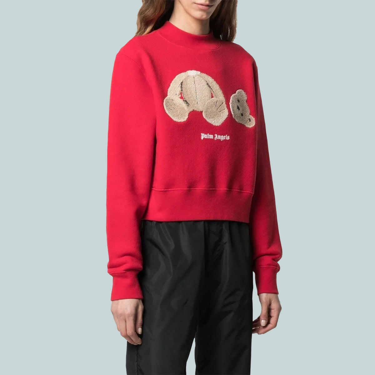 Embroidered bear sweatshirt red