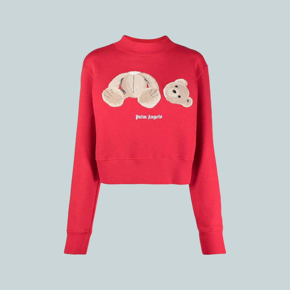 Embroidered bear sweatshirt red