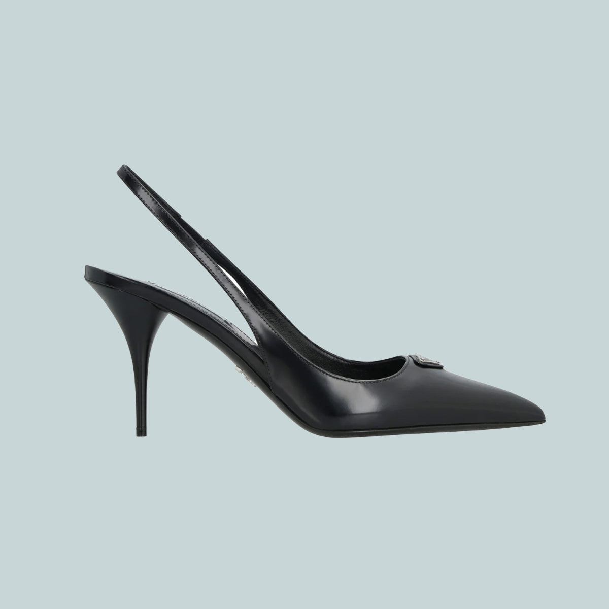 Brushed leather slingback pumps black