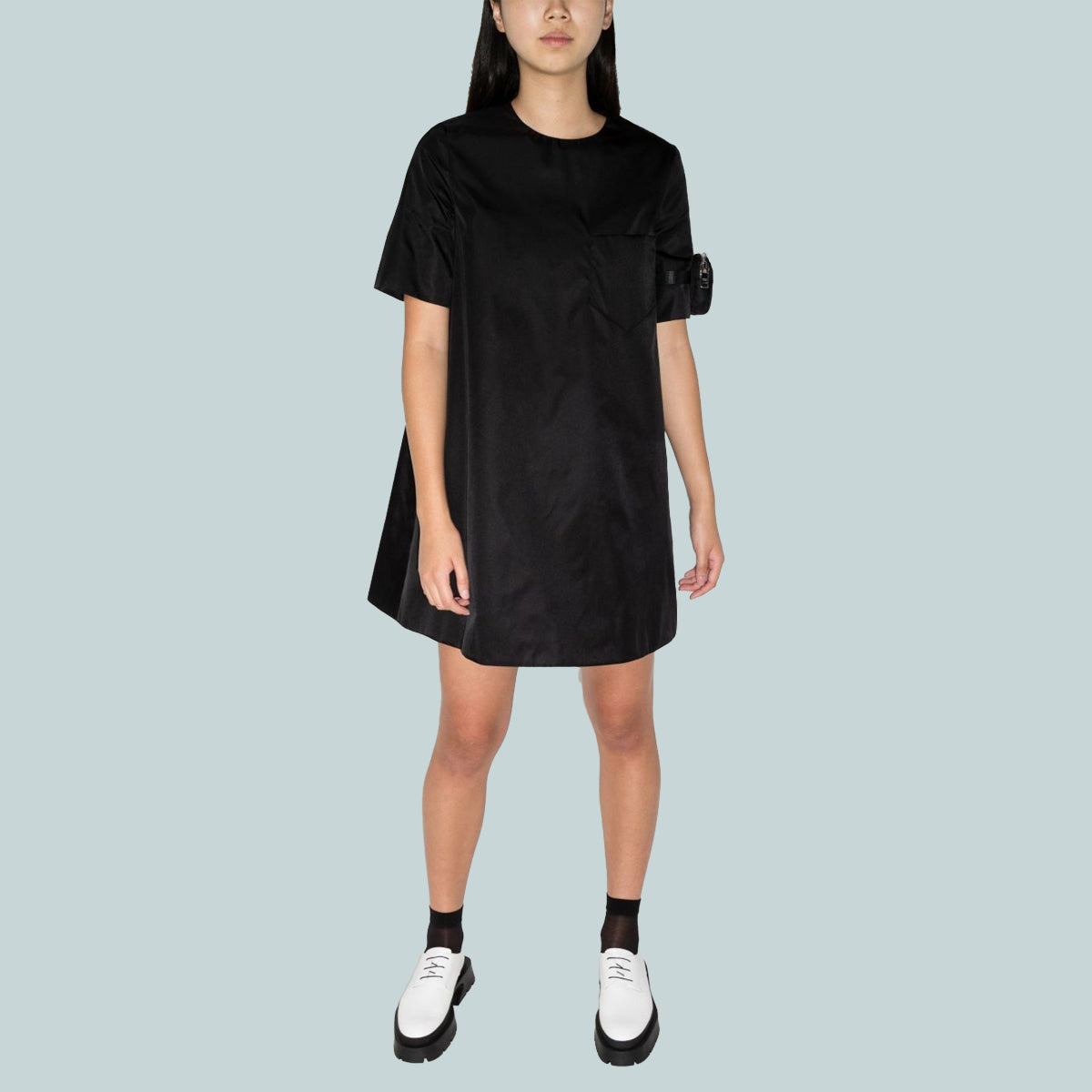 Re-Nylon gabardine dress