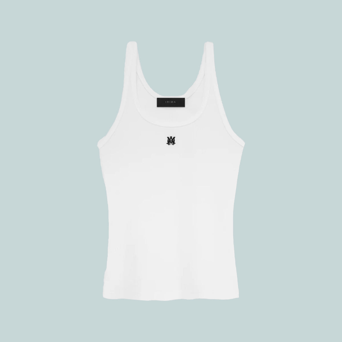 MA Embroidered Ribbed Tank White