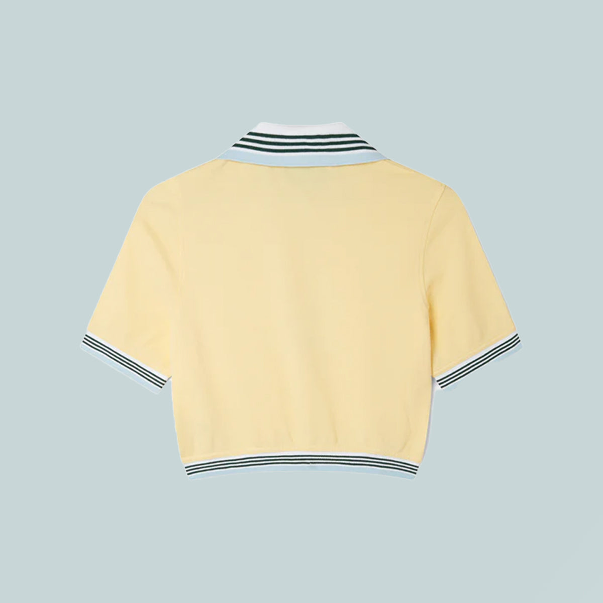 Cropped Pique Polo Pale Yellow