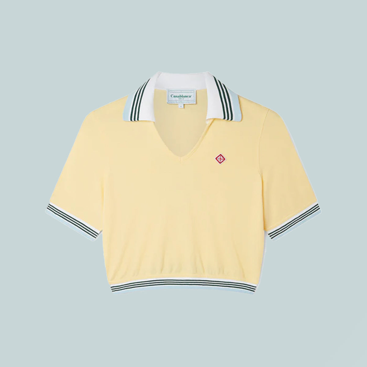 Cropped Pique Polo Pale Yellow