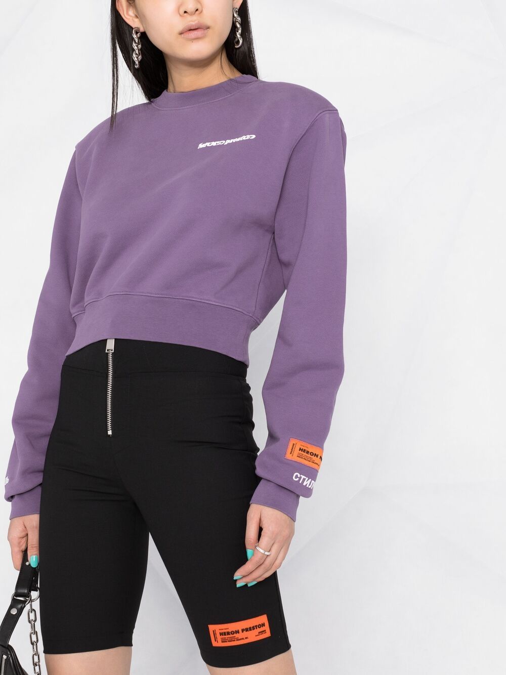 Cropped logo sweatshirt purple