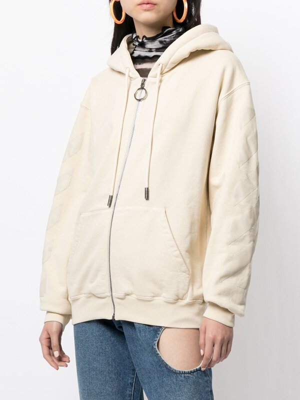 Rubber arrow zip-up hoodie white white