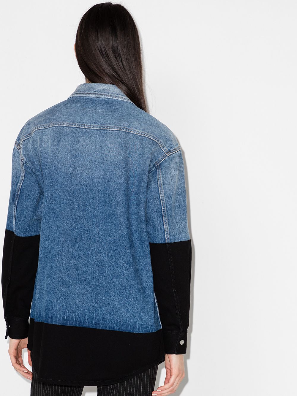 Spliced denim shirt