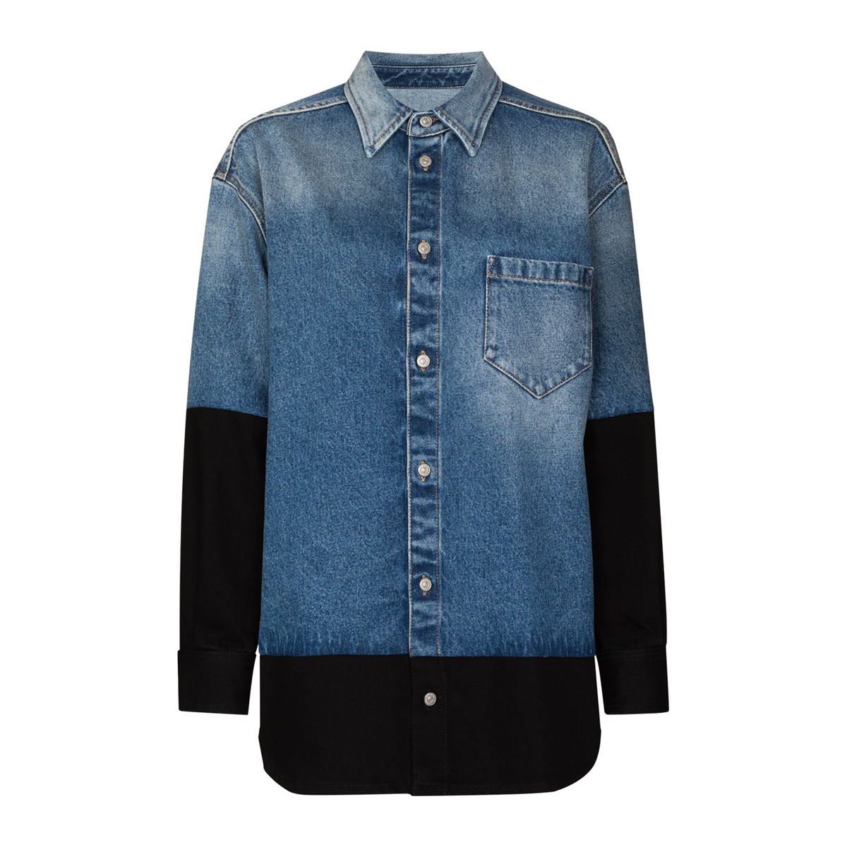 Spliced denim shirt