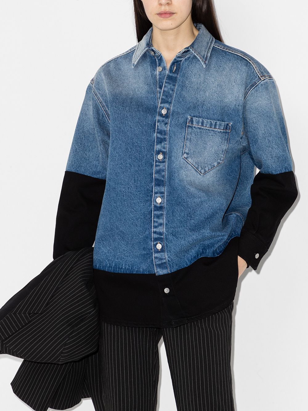 Spliced denim shirt