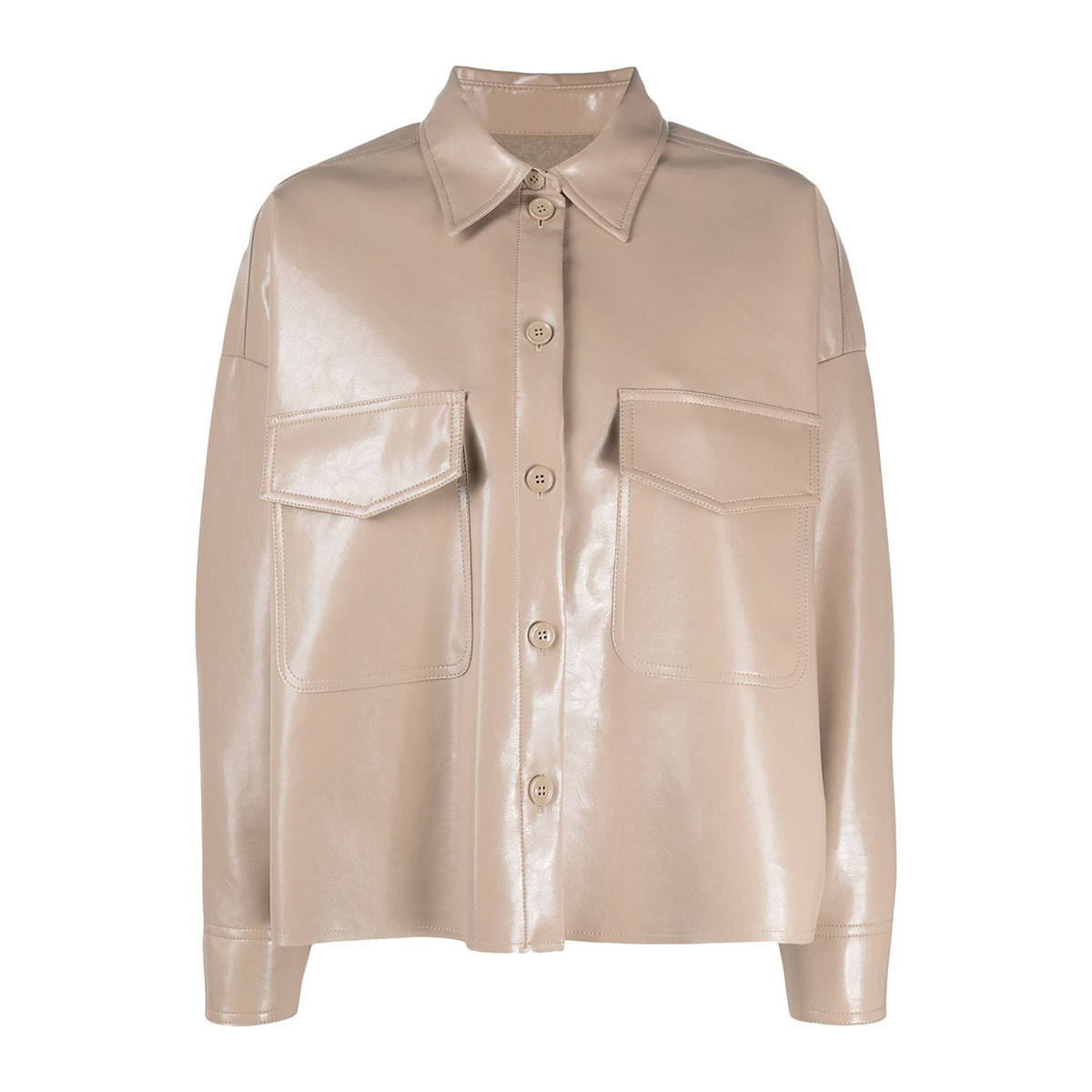 Faux-leather shirt beige