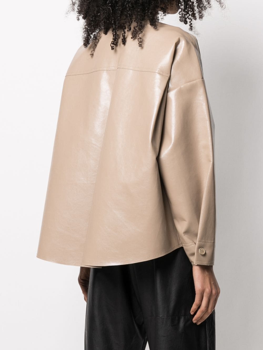 Faux-leather shirt beige