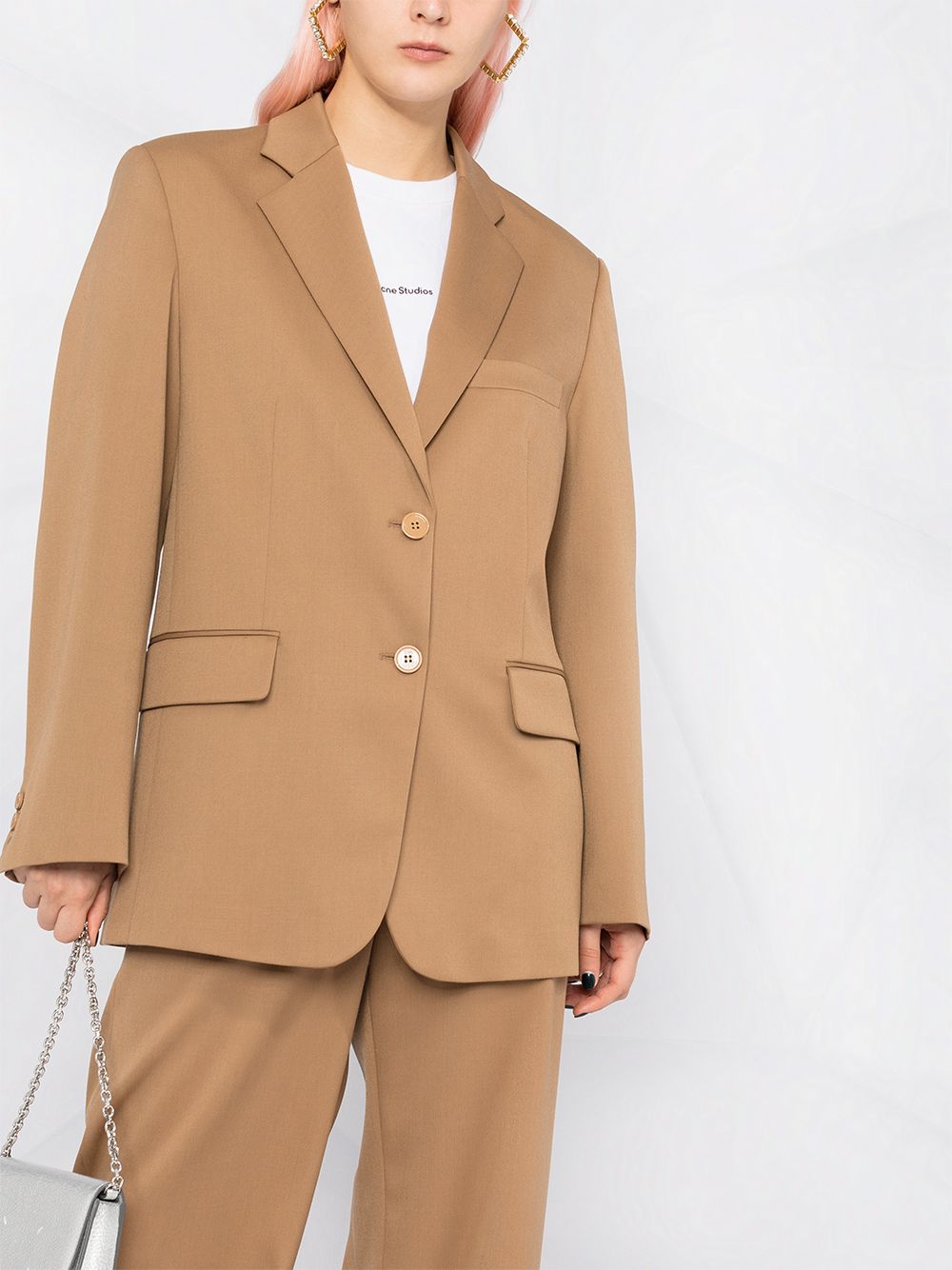 Single breasted tailored blazer camel