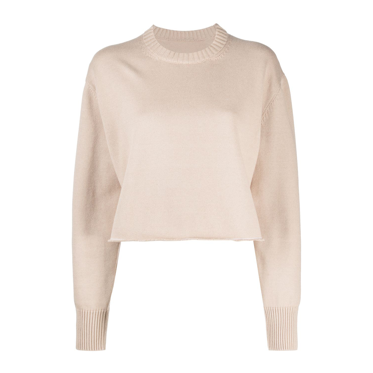 Elbow patch cropped jumper beige