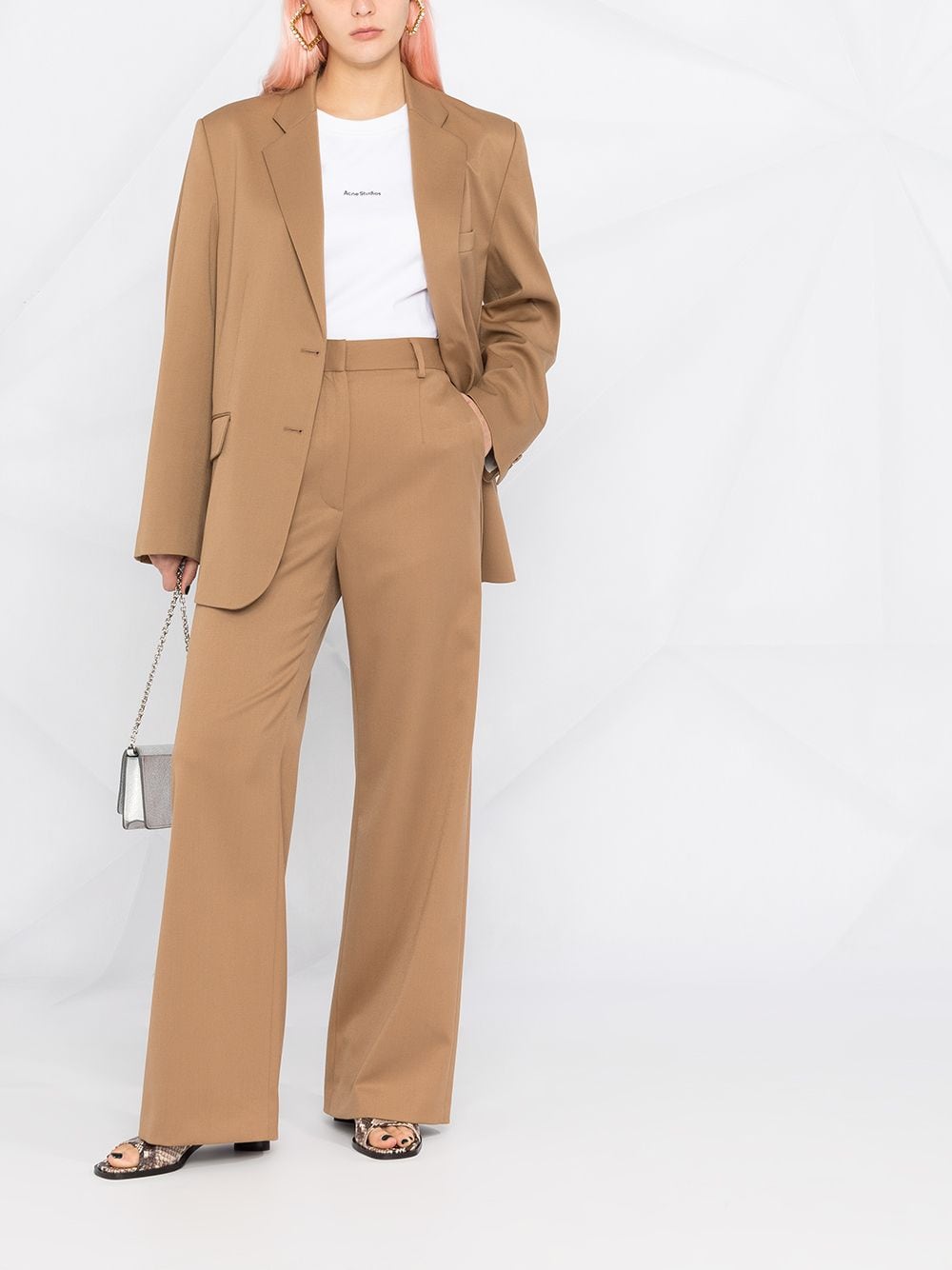 High waist tailored trousers camel